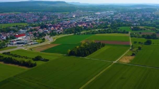 Veduta Aerea Intorno Alla Città Illingen Germania Con Campi Strade — Video Stock