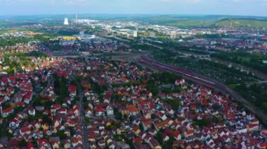Almanya 'da Heilbronn şehrinin etrafındaki hava manzarası