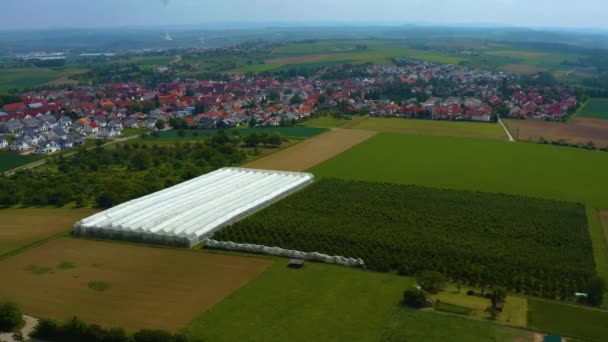 Luchtfoto Rondom Het Dorp Hohenhaslach Duitsland — Stockvideo