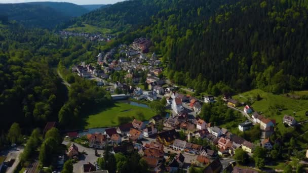 Luchtfoto Van Het Dorp Unterreichenbach Buurt Van Pforzheim Duitsland Zonnige — Stockvideo