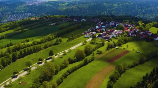Luchtfoto Van Het Dorp Beinberg Boven Stad Bad Liebenzell Duitsland — Stockvideo