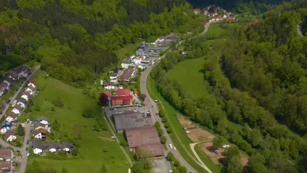 Aerial View Hirsau Germany Camera Zooms Slowly Pans Slightly Right — Vídeos de Stock