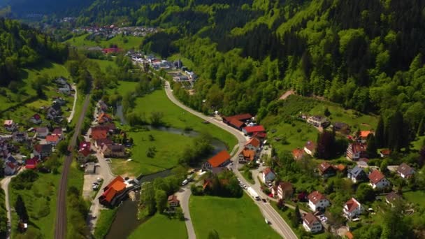 Luftaufnahme Des Klosters Hirsau Nahe Der Stadt Calw Einem Sonnigen — Stockvideo