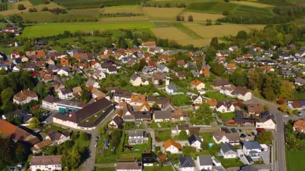 Luftaufnahme Des Dorfes Liel Deutschland Einem Sonnigen Morgen Herbst Herbst — Stockvideo