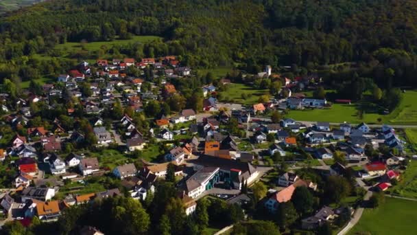 Vista Aérea Del Pueblo Liel Alemania Una Mañana Soleada Otoño — Vídeos de Stock