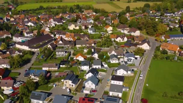 Vista Aérea Del Pueblo Liel Alemania Una Mañana Soleada Otoño — Vídeos de Stock