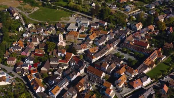 Luftaufnahme Der Stadt Kandern Deutschland Einem Sonnigen Morgen Herbst Herbst — Stockvideo