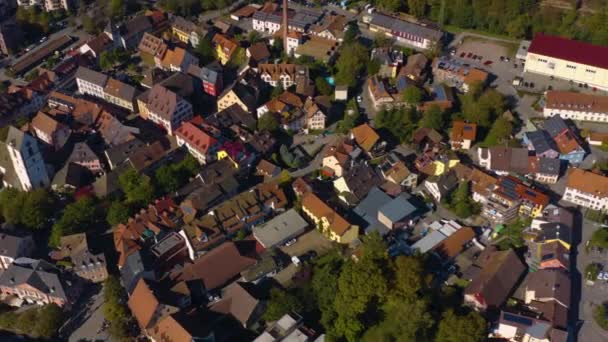 Luftaufnahme Der Stadt Schopfheim Schwarzwald Einem Sonnigen Morgen Herbst Herbst — Stockvideo