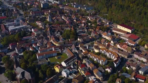 Vista Aérea Cidade Schopfheim Alemanha Floresta Negra Uma Manhã Ensolarada — Vídeo de Stock