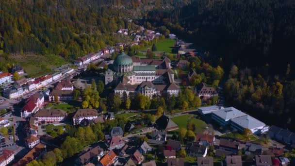 Vue Aérienne Ville Monastère Sankt Blasien Allemagne Par Une Journée — Video