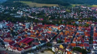Tuttlingen 'deki şehir ve kalenin havadan görünüşü.