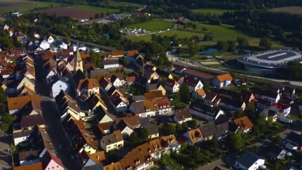 Вид Воздуха Город Гейзинген Германии Летом Солнечный День — стоковое видео