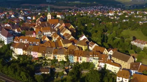 Vista Aérea Cidade Engen Alemanha Dia Sol Verão — Vídeo de Stock