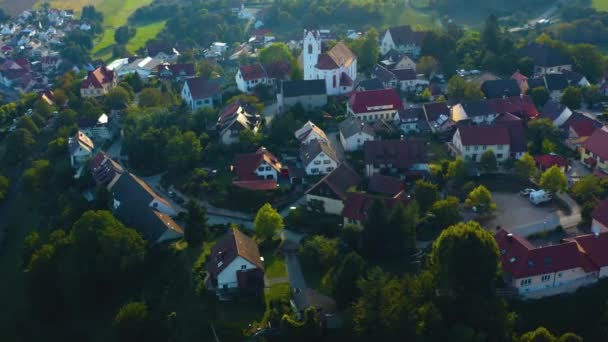 Luftaufnahme Der Stadt Aach Bodenseenähe Einem Sonnigen Tag Sommer — Stockvideo