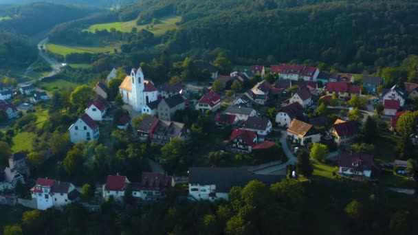 Luftaufnahme Der Stadt Aach Bodenseenähe Einem Sonnigen Tag Sommer — Stockvideo