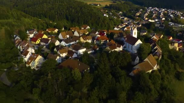 Luchtfoto Rond Stad Aach Duitsland Dicht Bij Het Bodenmeer Een — Stockvideo