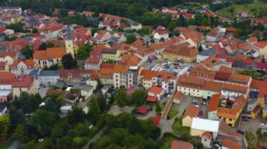 Doğu Almanya 'da Radeburg şehrinin hava manzarası