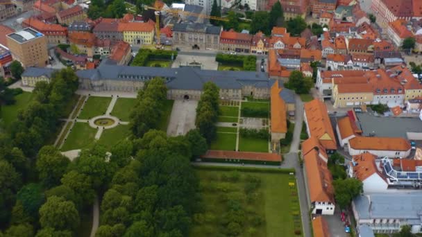 Vista Aérea Ciudad Bayreuth Baviera Alemania Día Nublado Verano — Vídeo de stock