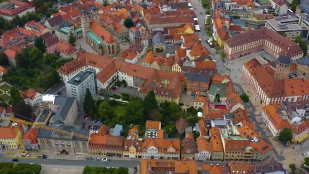 Vista Aérea Ciudad Bayreuth Baviera Alemania Día Nublado Verano — Vídeo de stock