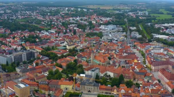 Vista Aérea Ciudad Bayreuth Baviera Alemania Día Nublado Verano — Vídeo de stock