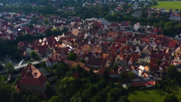 Flygfoto Över Staden Lauf Der Pegnitz Tyskland Bayern Molnig Dag — Stockvideo