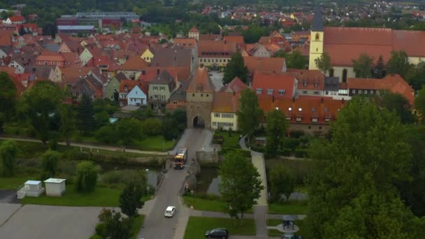 Veduta Aerea Del Villaggio Herrieden Germania Baviera Tardo Pomeriggio Sole — Video Stock