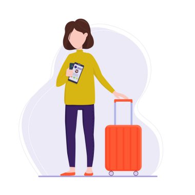 Vektör illüstrasyonu: Sağlık pasaportlu kadın.