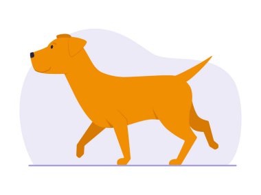Vektör illüstrasyonu: köpek tasmasız ve ağızlık takmadan yürür.