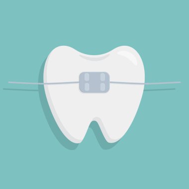 Düz vektör illüstrasyonu: parantez simgesi olan diş.