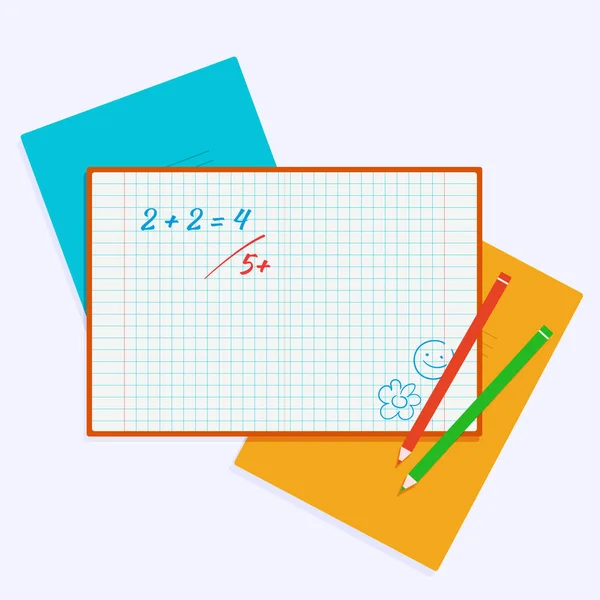 Ilustración vectorial plana: cuadernos escolares. Regreso a la escuela . — Archivo Imágenes Vectoriales