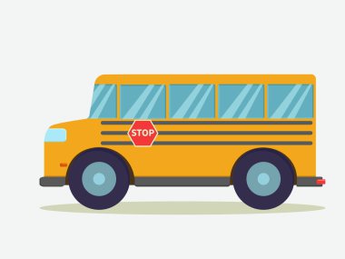 Düz vektör çizimi: okul otobüsü. Okula geri dön..