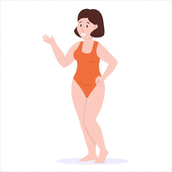 벡터 삽화: 통통 한 여자. 신체 양성 — 스톡 벡터