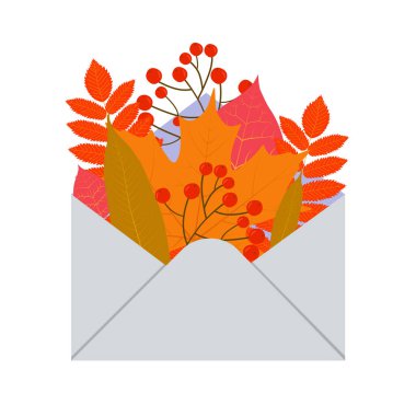 Vektör illüstrasyonu: bir zarfta yapraklar.