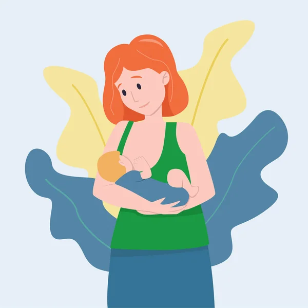 Vektorová ilustrace: žena kojí své dítě. Koncept kojení. — Stockový vektor
