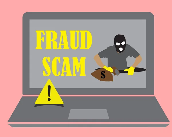 Internetkriminalität Die Hacker Benutzen Ein Mobiltelefon Betrug Betrug Und Fake — Stockvektor