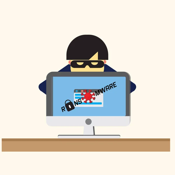 Hackers Manipulating Coronavirus Pandemic Stealing Unsuspected Victim Ransomware Stimulus Package — Stock Vector