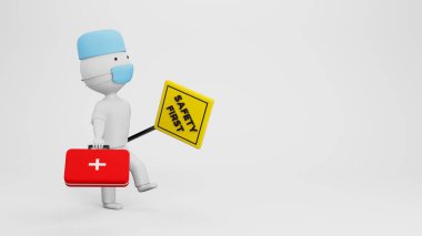Doktor. Üç boyutlu küçük insan karakteri 