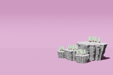 peyzaj düşük poli 3D hazırlama arka plan dağ macerası rahatlama konsepti mavi fon