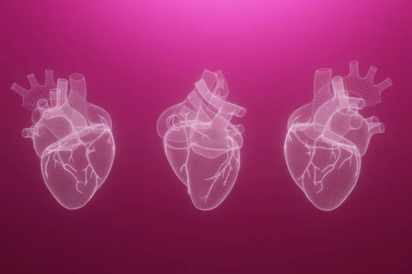Wireframe Καρδιές Καθιστούν Απομονωμένο Λευκό Φόντο Αφηρημένη Καρδιά Εικονίδιο Μορφή — Φωτογραφία Αρχείου