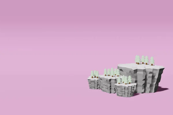 peyzaj düşük poli 3D hazırlama arka plan dağ macerası rahatlama konsepti mavi fon