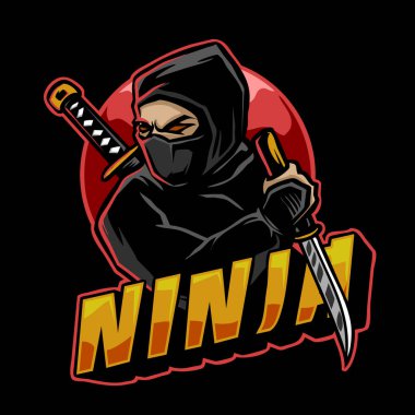 Ninja savaşçı logosu vektör tasarımı