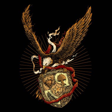 Kırmızı beyaz kurdeleli ve rozetli kartal, Pancasila Endonezya