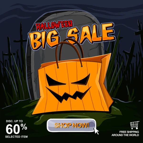 Halloween Venda Vetor Promo Adequado Para Promoção Sessão Halloween — Vetor de Stock