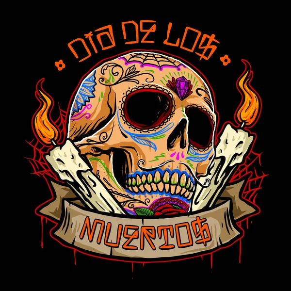 Dia Los Muertos Νεκροκεφαλή Διανυσματική Σχεδίαση — Διανυσματικό Αρχείο