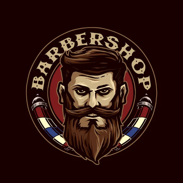 Homem Com Barba Design Logotipo Ícone Barbearia — Vetor de Stock