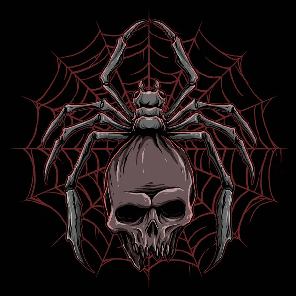 Vektor Der Spinne Mit Totenkopf Illustration — Stockvektor