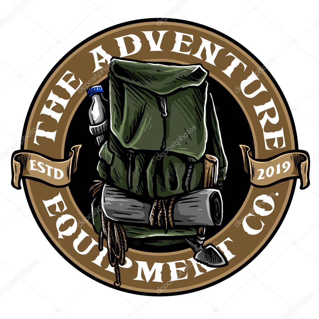 mountain bag badge design suitable for adventure outdoor logo