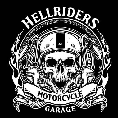 kurukafa motorcuları rozet vektör tasarımı