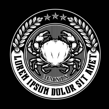 Üç yıldız ve defne vektörlü klasik rozet yengeci