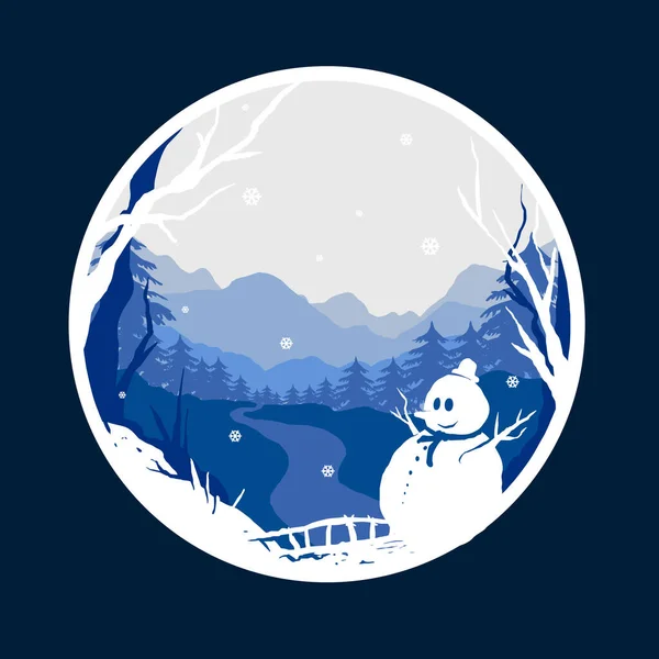 Vector Hombre Nieve Con Estilo Papel Corte — Vector de stock